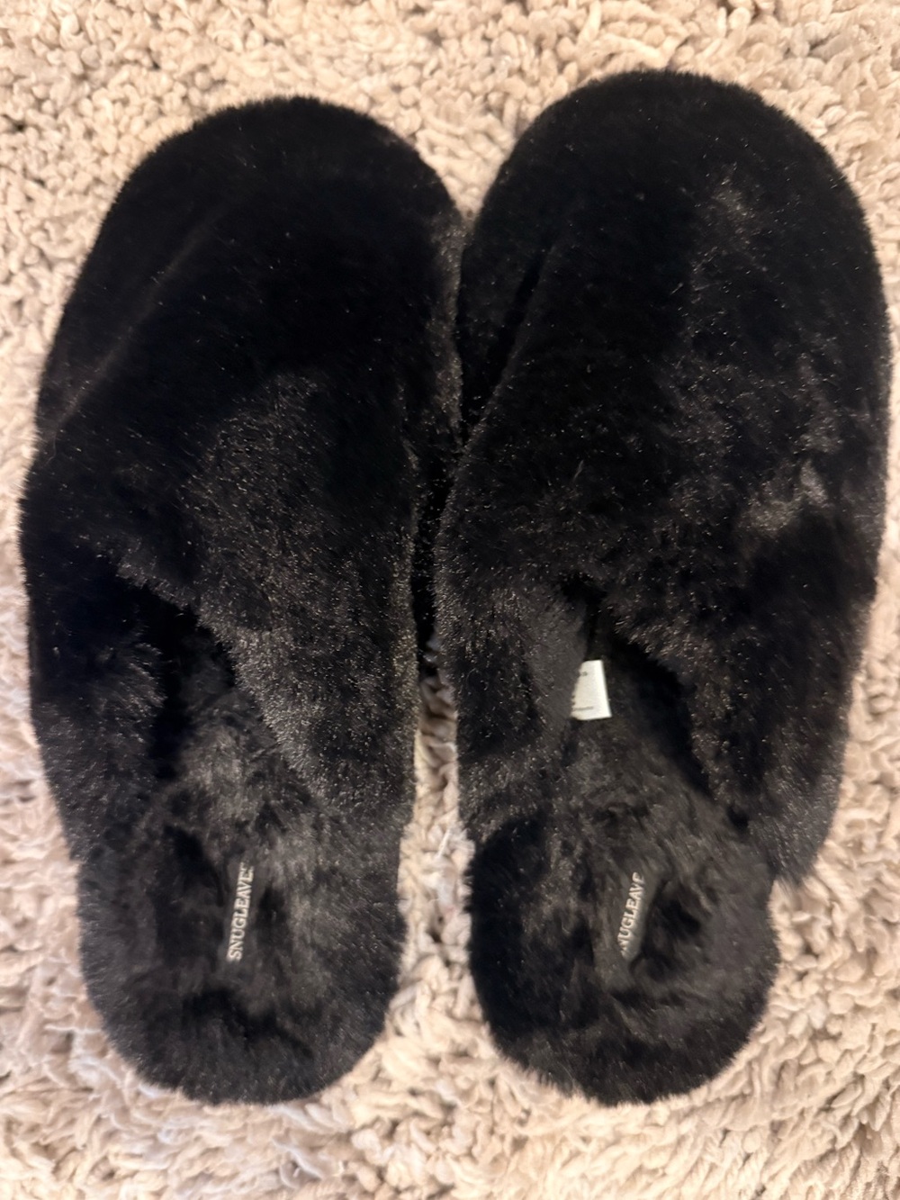 Cozy Black Faux-Fur Slip-On Women's Slippers